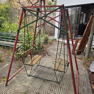 Hamaca Doble Infantil de Metal y Madera con Asientos Pintados - imagen 7