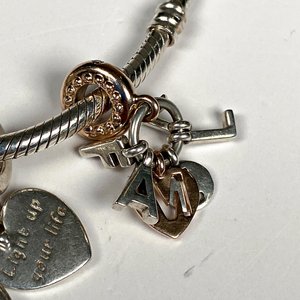 Pulsera Pandora Plata 925 con Dijes Corazón, Abeja y Llave - imagen 6