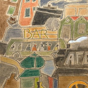 Acuarela "Escena de Ciudad" de Walter Deliotti, 1986 - imagen 1