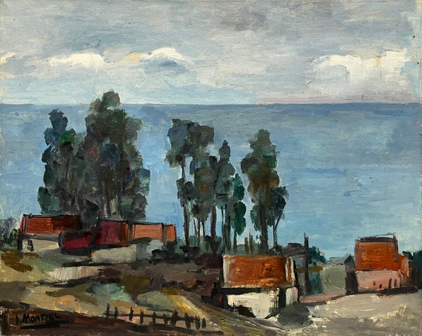 Jonio Montiel "Paisaje con Costa" Óleo sobre Tela - 33 x 41 cm - imagen 1