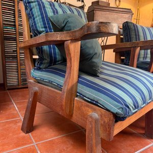 Par de Sillones Individuales de Madera con Tapizado Rayado - imagen 6