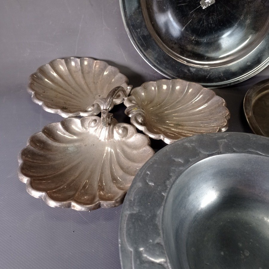 Cuatro piezas de plata y peltre en buen estado - imagen 3