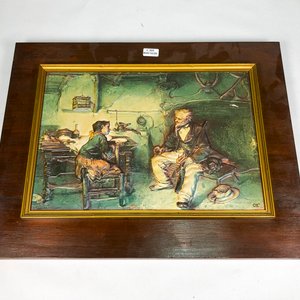 Cuadro con Relieve: Abuelo y Niño en Marco de Madera - imagen 2
