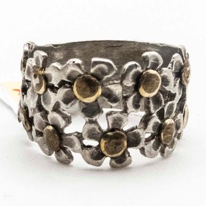 Lote siguiente: Anillo Doble Flores Plata y Oro con Avería