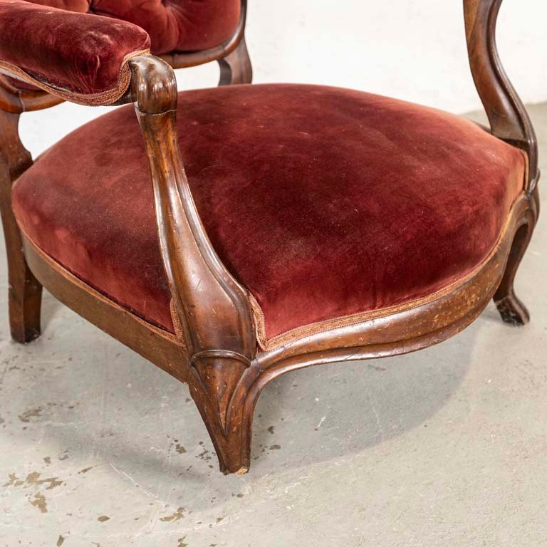 Sillon victoriano para restaurar con detalles en la madera y el lustre - imagen 2