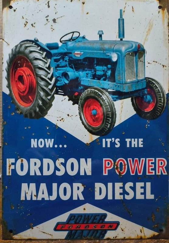 Cartel Chapa Decorativo Fordson Power Major Diesel
