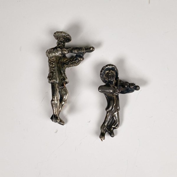 Dos Figuras de Violinistas en Plata 925