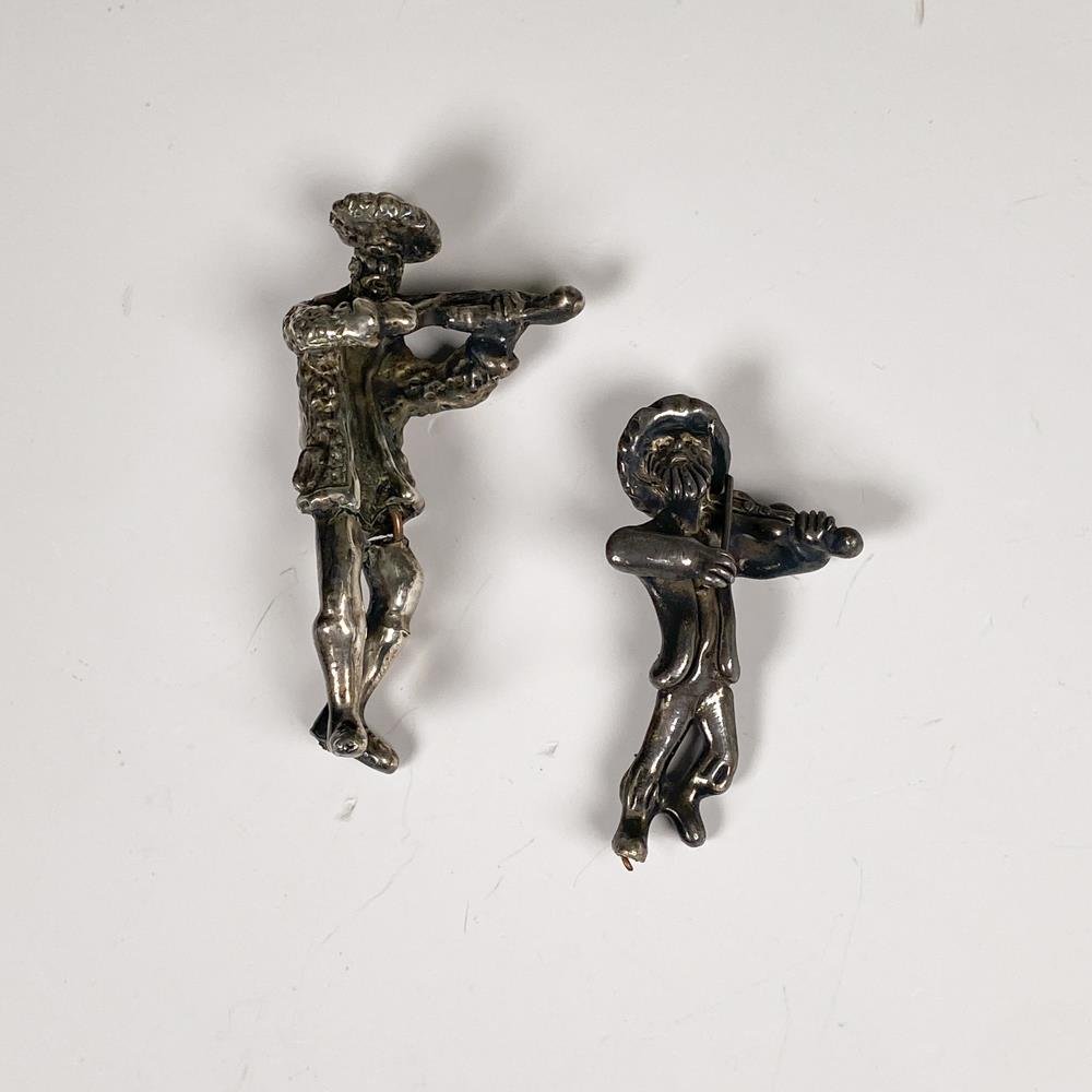 Dos Figuras de Violinistas en Plata 925