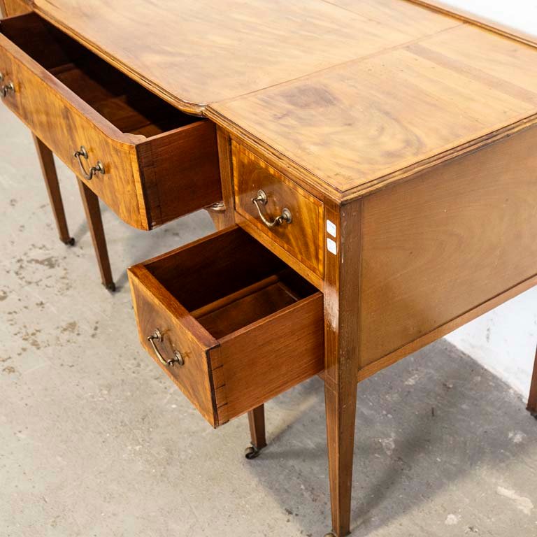 Escritorio inglés rodante de cinco cajones en madera - imagen 2