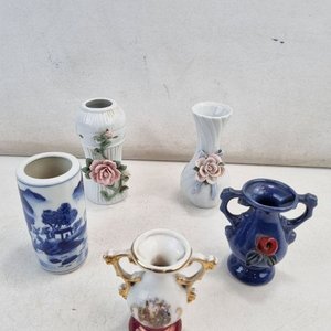 Juego de 5 Floreros Decorativos de Cerámica con Diseños Florales y Paisajísticos - imagen 2