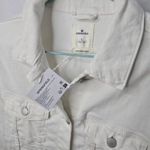 Campera de Jean Blanca Rota Mujer Talle L - imagen 3