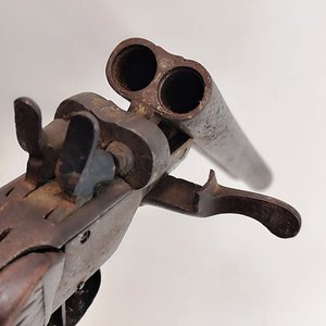 Pistolón Antiguo Doble Caño Siglo XIX con Mecanismo Funcional - imagen 8