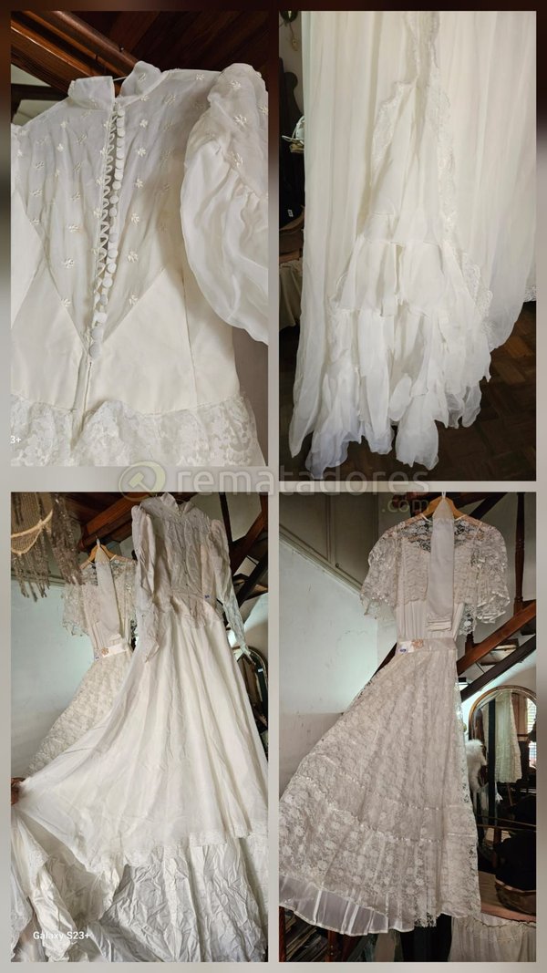 Vestido de Novia Blanco con Encaje y Volados