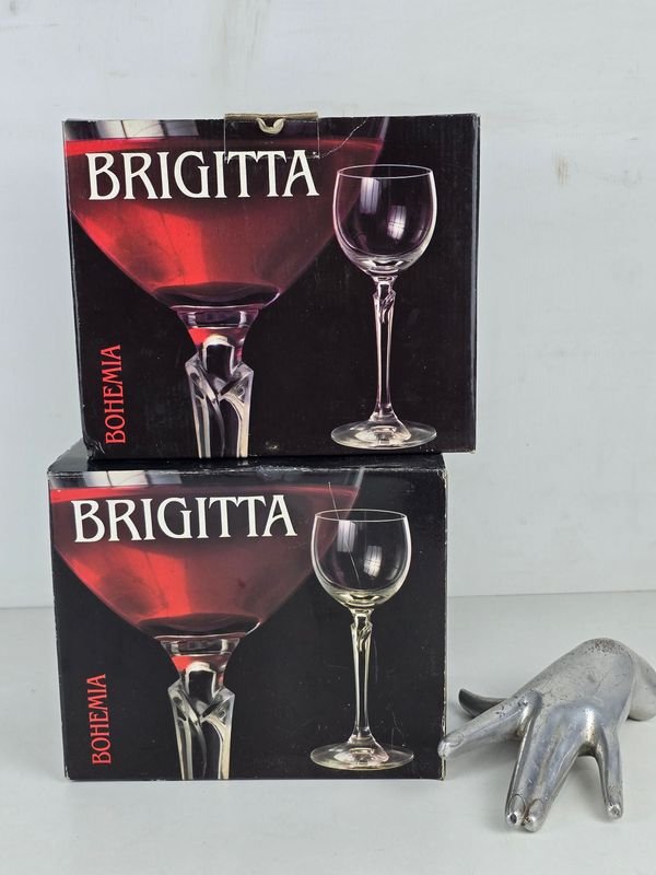 Juego de 10 Copas de Vino Bohemia "Brigitta" Cristal Checoslovaquia