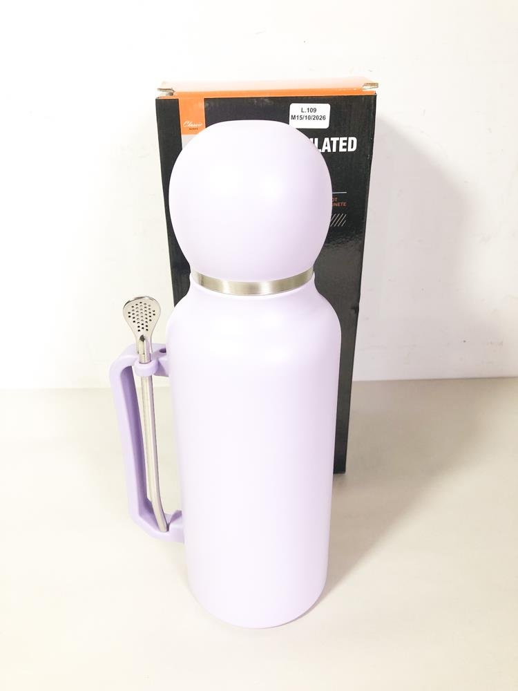 Termo "Vacuum" con Mate y Bombilla Violeta