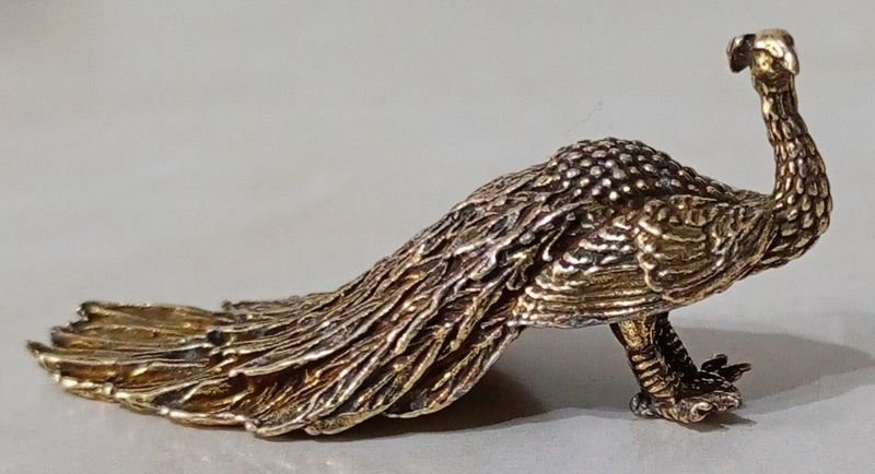 Figura Miniatura Faisán Bronceado Metal - Lujo y Colección