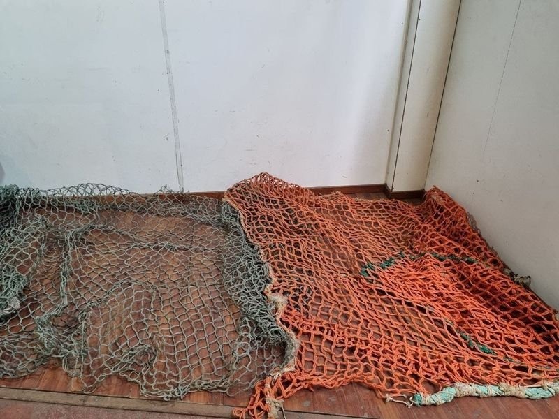 Par de Redes de Pesca de Arrastre Tipo Boliche - Verde y Naranja