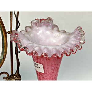 Tocador de Mesa Vintage con Espejo Abatible y Floreros Rosados - imagen 5