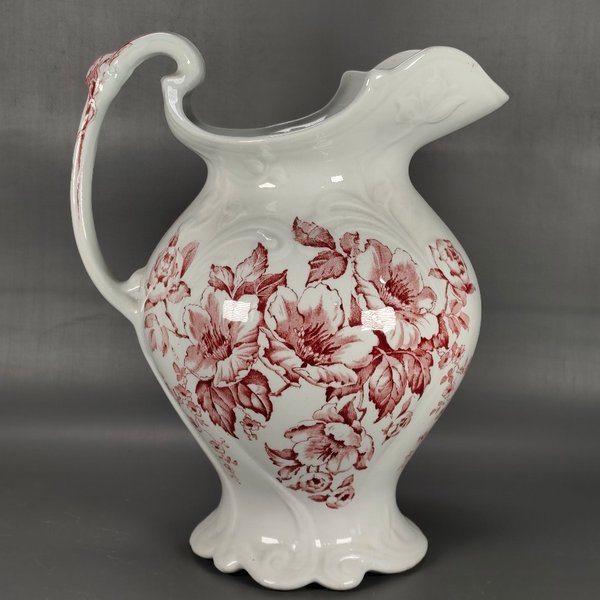 Jarra de Porcelana Blanca con Flores Rojas - Sellada "Anemone" - imagen 1