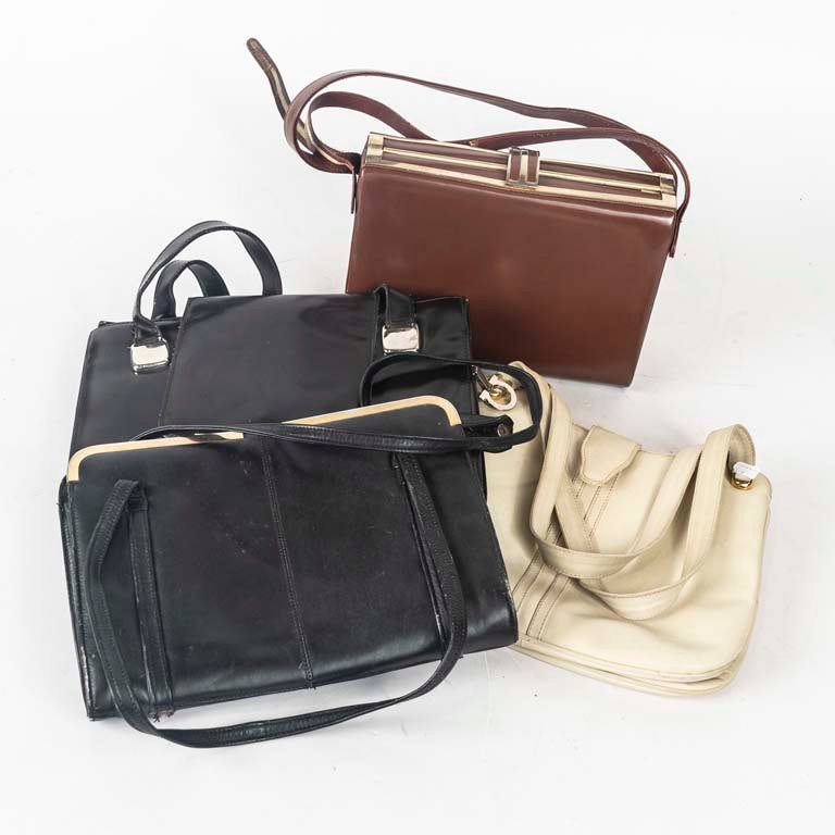 Lote de 4 Carteras de Cuero y Simil Cuero