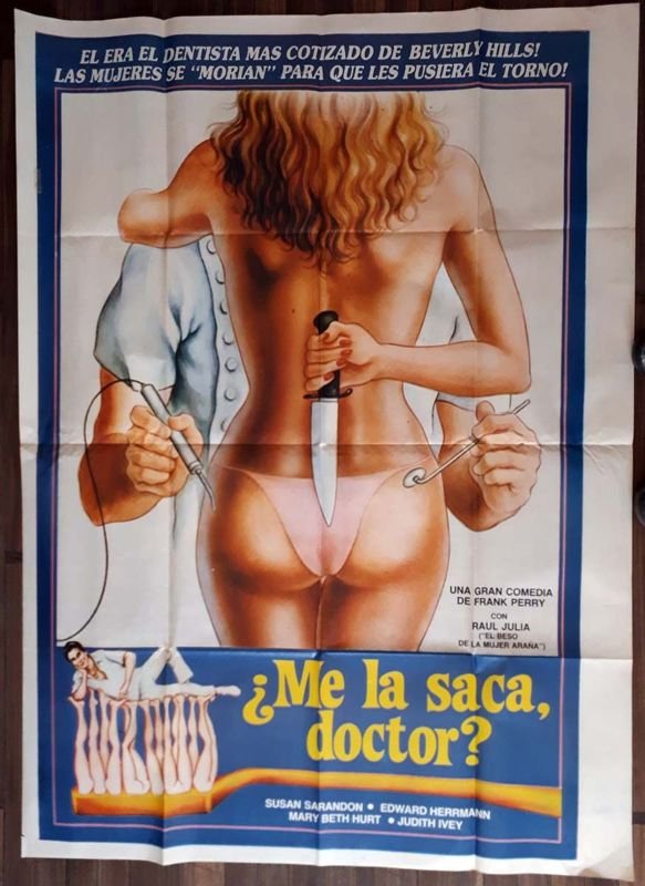 Poster Original Cine "¿Me la saca, doctor?" Susan Sarandon Raul Julia 1985