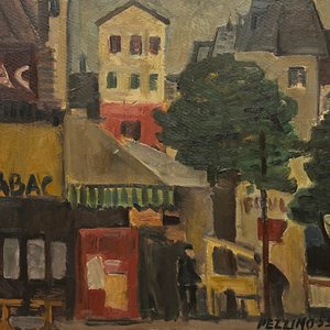 Paisaje Urbano de Antonio Pezzino - Óleo sobre Cartón Firmado y Fechado '55 - imagen 1