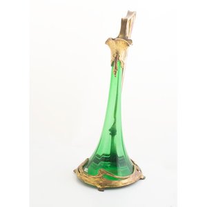 Jarra Art Nouveau Cristal Verde y Bronce - 38cm - imagen 3
