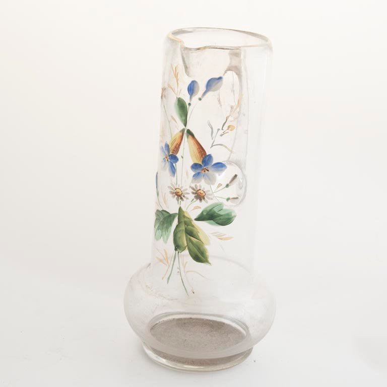 Jarra de Cristal Veneciano con Esmalte Floral - 26cm