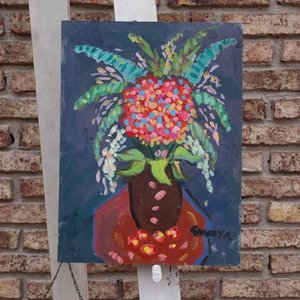Pintura "Flores" de Mario Giacoya, Acrílico 30x40 cm - imagen 2