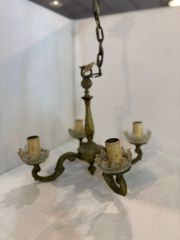 Lámpara de bronce con candelabros - imagen 3