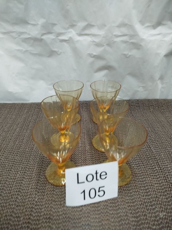 Seis Copas de Cristal Color Ámbar para Postre o Helado