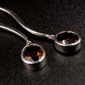 Aros Largos de Plata 950 con Citrinos - imagen 2