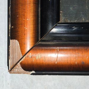 Oleo "La Virgen de la Silla" sin firma, marco de madera y yeso - imagen 7