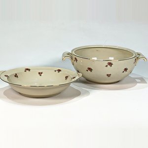 Ensaladera y Sopera Bavaria Beige con Flores y Bordes Dorados - imagen 2
