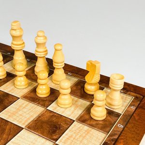 Juego de ajedrez y backgammon completo, tablero madera 34 x 34 cm - imagen 4