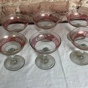 Juego de 6 Copas de Cristal Labrado con Detalle Rosa y Dorado - imagen 8