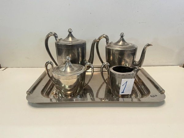 Servicio de Té o Café Antiguo con Accesorios de Metal - imagen 4