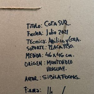 Obra de Arte "Cota Sur" de Sibila Foong - Acrílico sobre Yeso 46x46 cm - imagen 5