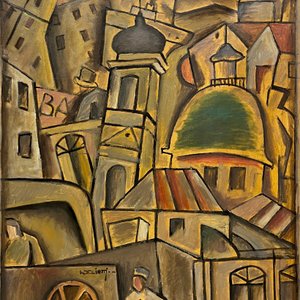 Walter Deliotti "Composición de Palermo" Óleo sobre Tela 73 x 60 cm - imagen 1