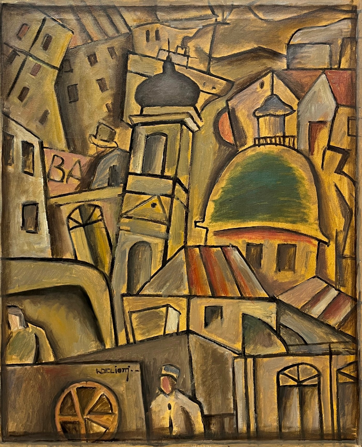 Walter Deliotti "Composición de Palermo" Óleo sobre Tela 73 x 60 cm