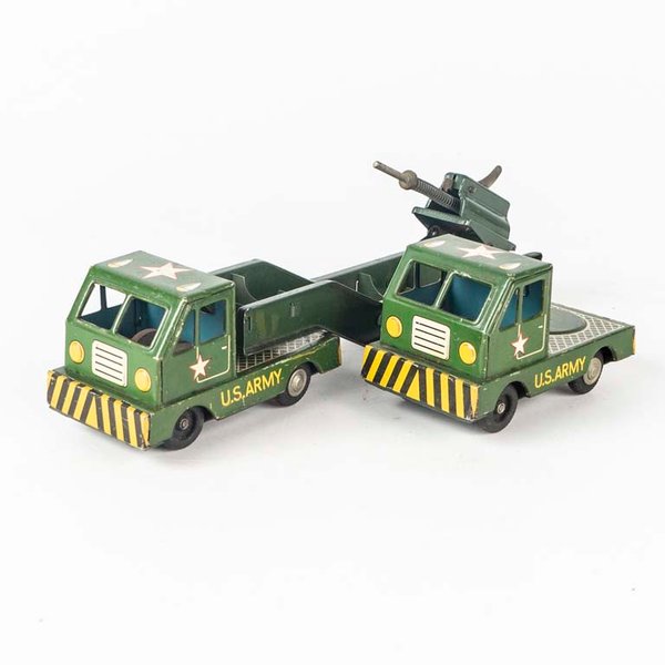 Dos Camiones de Chapa Litografiada Ejército de EE.UU. con Zorra - imagen 1