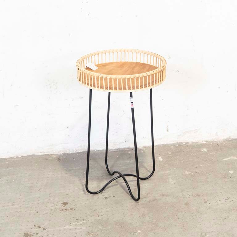 Lote anterior: Mesa de sala circular con tapa de madera y base de hierro