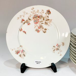 Doce Platos Llanos de Porcelana Limoges con Decoración Floral - imagen 2