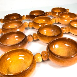 Lote de 9 Compoteras de Cerámica Marrón y Ocre - imagen 2