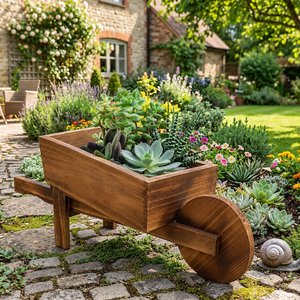 Lote siguiente: Maceta Decorativa de Jardín Estilo Carretilla de Madera