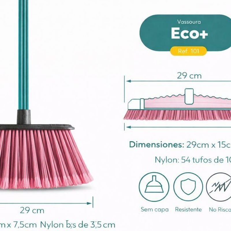 Lote siguiente: Escoba Eco - Broom con mango azul y cerdas de nylon