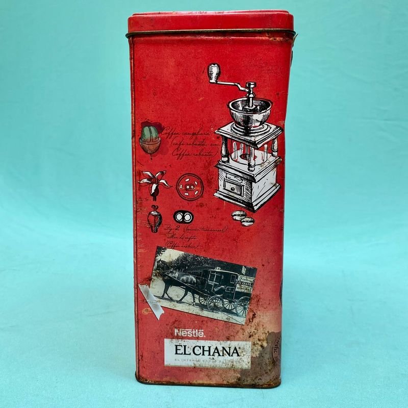 Lata de café vintage El Chana con diseño ilustrado - imagen 4