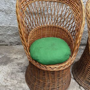 Par de Sillones de Mimbre con Almohadones Verdes - imagen 5
