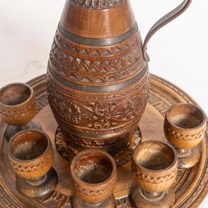 Juego de Licor de Madera Tallada con Jarra y 6 Vasos - imagen 2