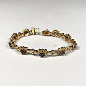 Pulsera de Plata 925 con Baño de Oro y Zafiros - imagen 2